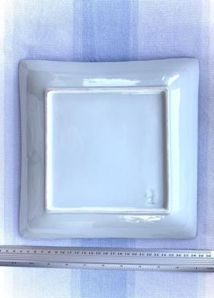 Блюдо японія фарфор форма квадрат кухня азія сервіровка столу посуд тарілка колір блакитний білий синій4 фото