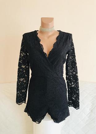 Шикарний ошатний сексуальний брендовий мереживний ромпер комбінезон з шортами 💣