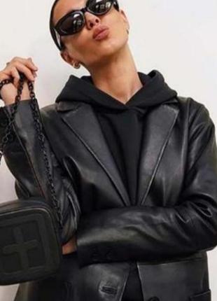 Шкіряний жакет піджак оверсайз