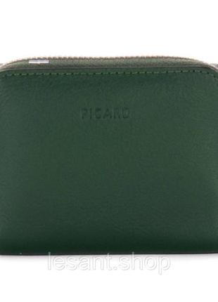 Кошелек женский маленький кожаный зеленый picard (9636 pinegreen)7 фото