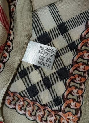 Платок шелк вискоза расцветка burberry 70 см на 70 см7 фото