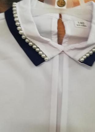 Блуза шкільна ошатна на134/140 зростання3 фото