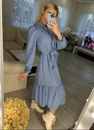Платье свободное длинное цветочный принт