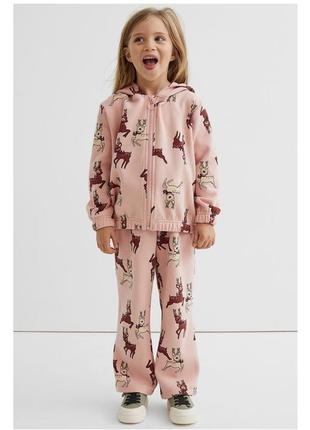 Теплый трикотажный костюм с оленями на девочек 104-140 р. h&m