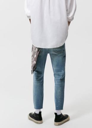 Zara мужские джинсы зауженные с разрезами в краске skinny скини 42 размер2 фото