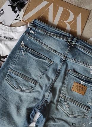 Zara мужские джинсы зауженные с разрезами в краске skinny скини 42 размер7 фото