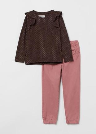 Комплектом реглан, лонгслив і штани джоггеры на дівчаток 110 - 134 р. h&m2 фото