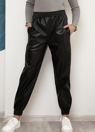 Чорні шкіряні штани джоггеры арт: cd-411_черныйколлекция: sweetie бренд: issa plus розмір: 116, 152