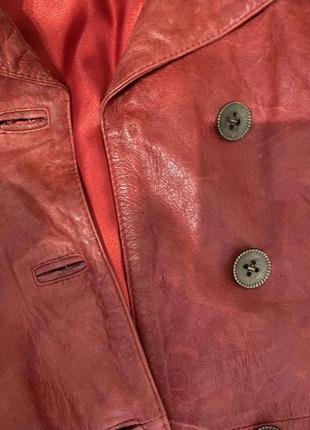 Эффектный кожаный плащ пальто с натуральным мехом6 фото