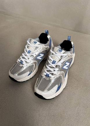 New balance 530 steals blue premium новинка женские серебристые голубые кроссовки беланс весна літо осінь тренд жіночі срібні блакитні кросівки9 фото