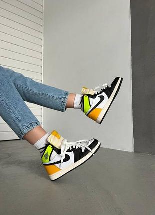 Nike air jordan 1 mid volt gold новинка яскраві жіночі кросівки найк джордан тренд весна літо осінь жіночі кольорові кросівки