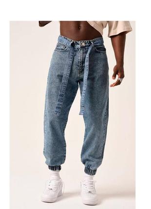 Джоггеры джинсы мужские синие турция / джогери джинси чоловічі сині штаны штани турречина1 фото