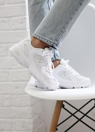 New balance 530 white трендовые белые классические кроссовки беланс весна літо осінь жіночі білі класичні стильні кросівки