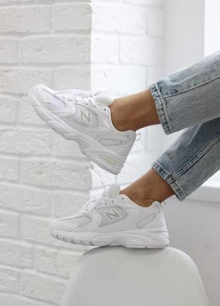 New balance 530 white трендові білі брендові кросівки беланс весна літо осінь жіночі білі класичні стильні кросівки демісезон1 фото