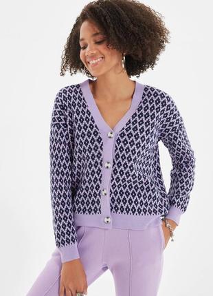 Пуловер кардиган жакардовий трикотажний светр, джемпер жіночий на гудзиках
