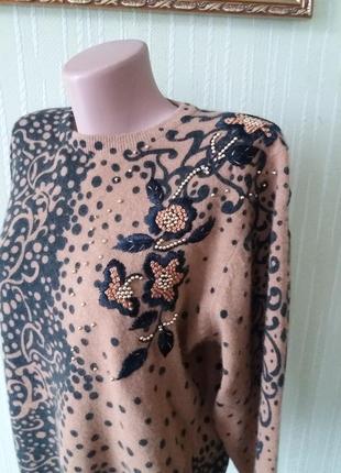 Magnolia оригинальной расцветки свитер джемпер шерсть ангора с вышивкой3 фото