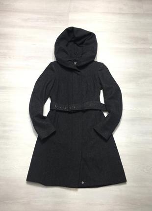 Фирменное женское шерстяное серое пальто zara