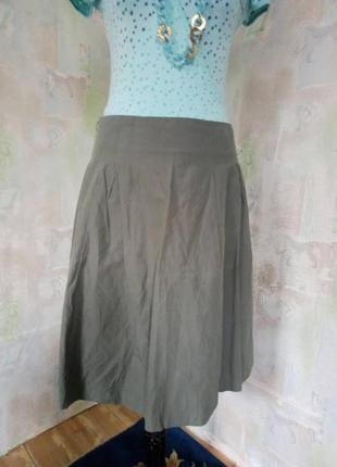 Трендова,стильна,красива спідниця міді хакі,кежуал,пишна.