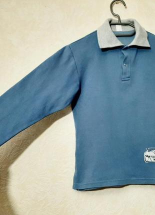 Тениска толстовка голубая деним плотный трикотаж на мальчика футболка подростковая 11-12 лет4 фото