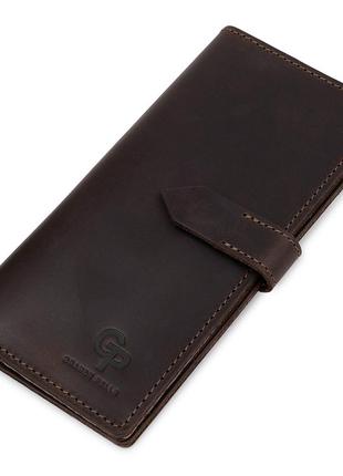 Кожаное мужское матовое портмоне grande pelle 11515 коричневый