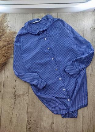 Рубашка хлопковая, оверсайз, в полоску, zara оригинал.