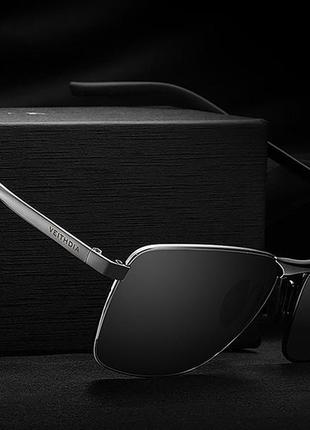 Стильные солнцезащитные очки в металлической оправе veithdia черные1 фото