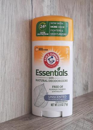 Arm&amp;hammer essentials, с натуральными дезодорируют компонентами, дезодорант, без искусственных ароматизаторов, 71 г2 фото