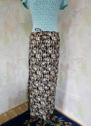 Стильная длинная лёгкая красивая юбка макси на запах,принт,цветы,кэжуал.4 фото