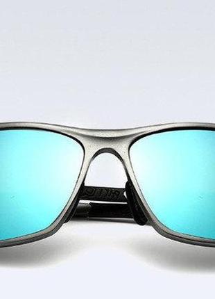 Стильные мужские очки veithdia в графитовой оправе с синими зеркальными линзами