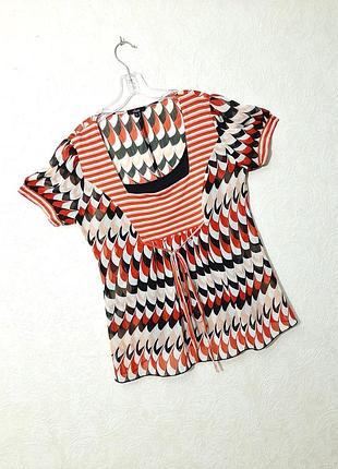 Sele винтаж, блуза цветная шёлк жатка с золотистой нитью женская жіноча літня  кольорова шовк