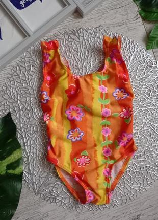 Сдельный купальник на малышку цветочный принт с красивой спинкой / суцільний купальник для дівчинки