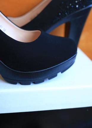 Черные женские весенние  туфли нубук, размер 364 фото