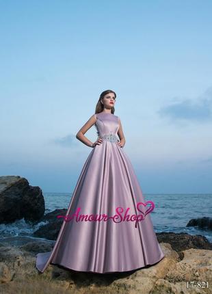 Длинное атласное свадебное платье айвори цвета6 фото