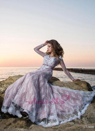 Свадебное платье "русалка" с рукавами в пудровом цвете2 фото
