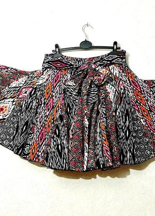 Літня спідниця копотка жіноча чорна-малинова-помаранчева-біла розширені клини бренд new look натуральна бавовна