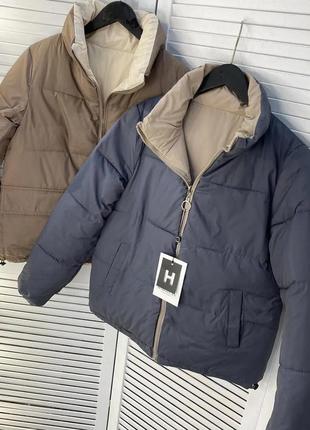 Двохстороння куртка демі весна жіночий пуховик