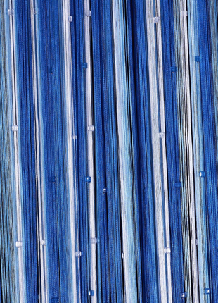 Синие шторы-нити радуга со стеклярусом