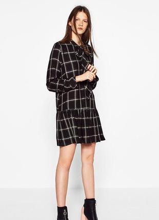 Платье мини в клетку zara