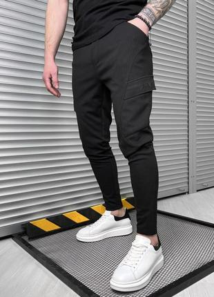 Брюки штаны карго мужские демисезонные черные / джогери штани чоловічі демісезонні чорні8 фото