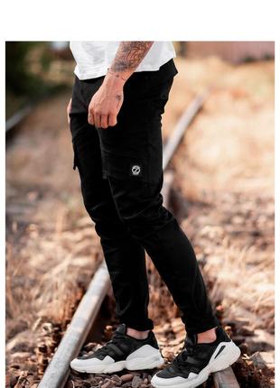 Штани штани чоловічі карго демісезонні чорні / штани чоловічі демісезонні чорні