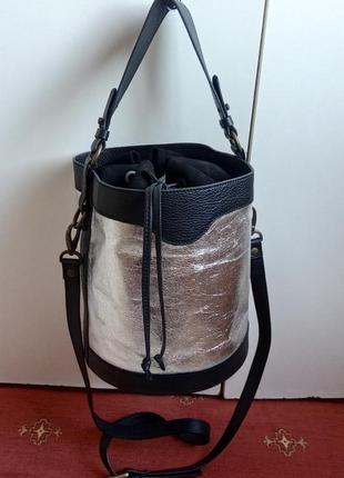 Кожаная сумка ведро цилиндр а. bellucci италия натуральная кожа2 фото