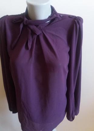 Шифонова блуза кольору марсала на зав'язке10-12р new look