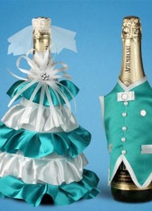 Прикраса (одяг) для весільного шампанського 2706-301 фото