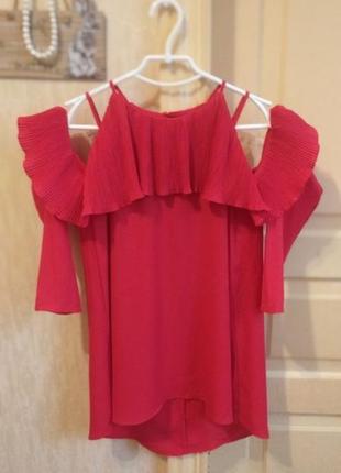 Червона трендова блуза river island з рюшами червона майка блузка топ на бретелях вечірня святкова