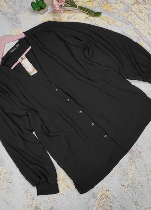 Блуза рубашка новая черная базовая классная большого размера boohoo uk 18/46/xxl