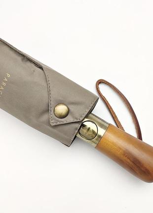 Бежевий великий зонт parachase з дерев'яною ручкою і клапаном від вітру3 фото