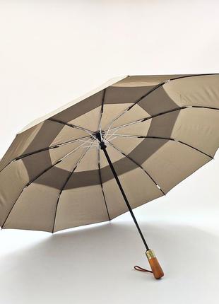 Бежевий великий зонт parachase з дерев'яною ручкою і клапаном від вітру5 фото