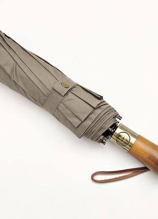 Бежевий великий зонт parachase з дерев'яною ручкою і клапаном від вітру4 фото