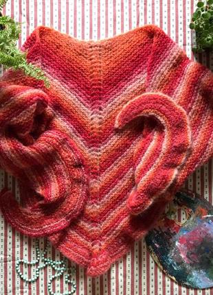 Большой вязаный шарф платок палантин бактус ручная работа1 фото