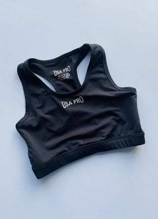 Чёрный спортивный топ для девочки 9-10 лет